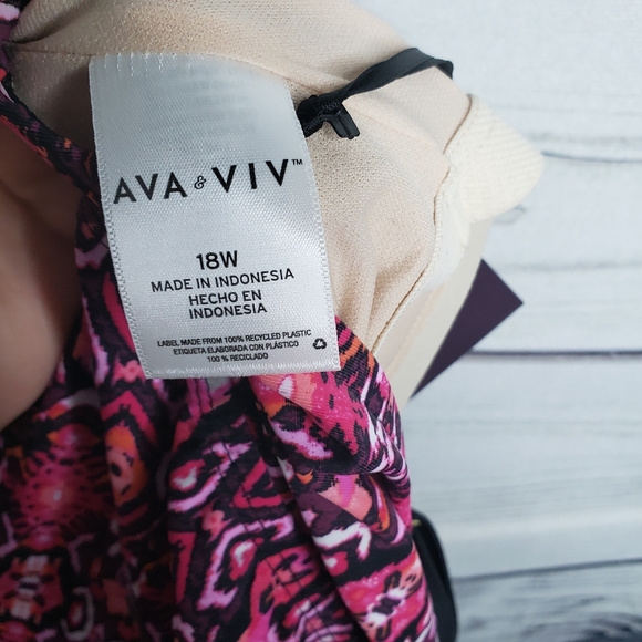 Plus size pink printed cross front tankini - Picture 4 of 6